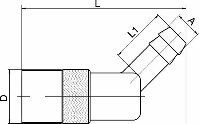 Coupling, 45° Hose Tail