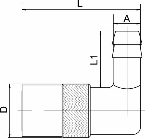 Coupling, 90° Hose Tail