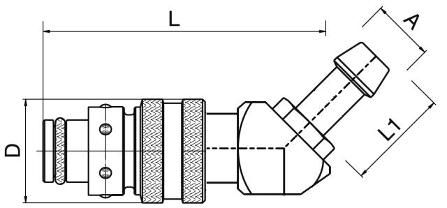 Coupling, 45° Hose Tail