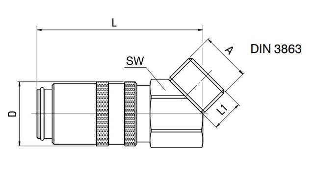 Coupling, 45° Male